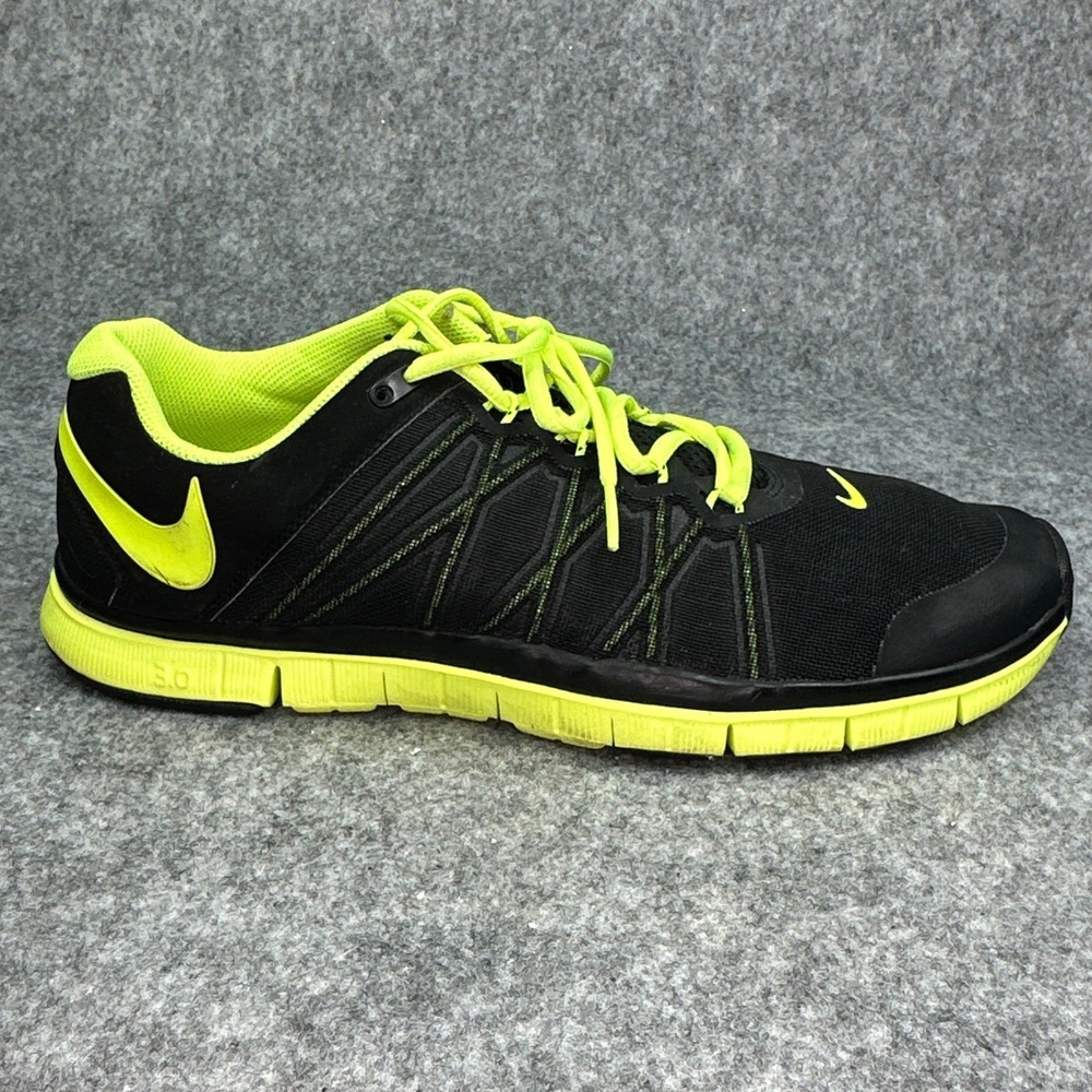 Nike Free Run 3.0 Mens Running Shoes Size 12 Black Yellow Sneakers 630856-007